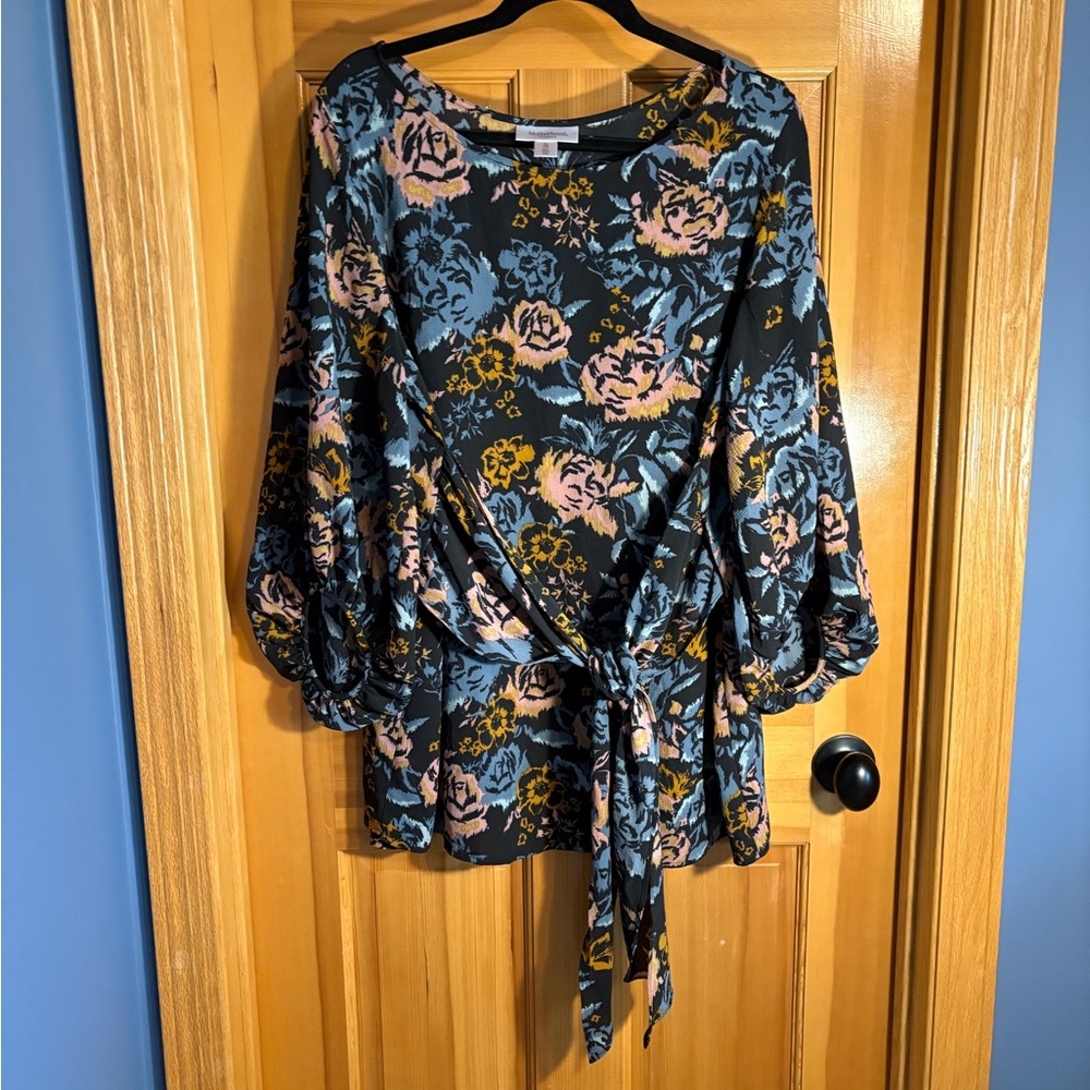 Motherhood Maternity Floral Tie-Waist Blouse